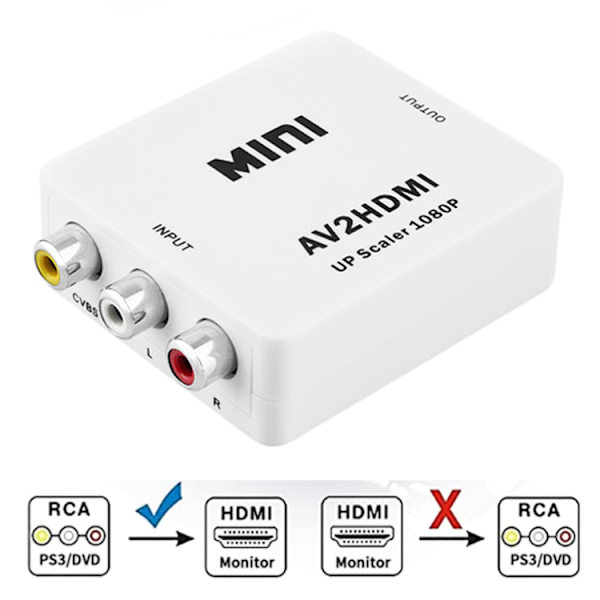 RCA til HDMI adapter / signalomformer Vit