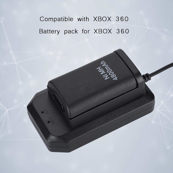 Xbox 360 -ohjaimen sarja, 2*4800mAh akku USB-latauskaapeli+lataustelakka