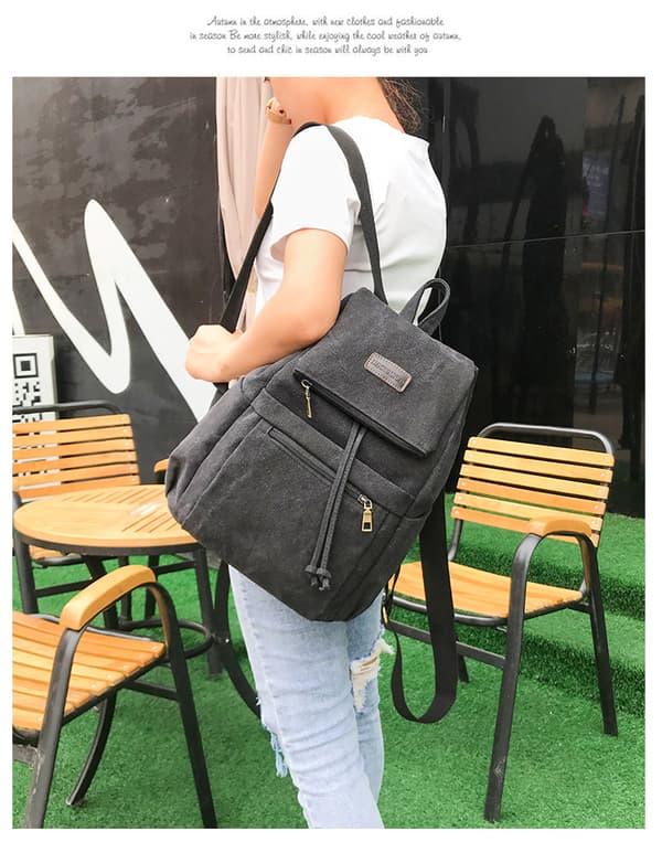 Canvas ryggsekk dame Retro ryggsekk