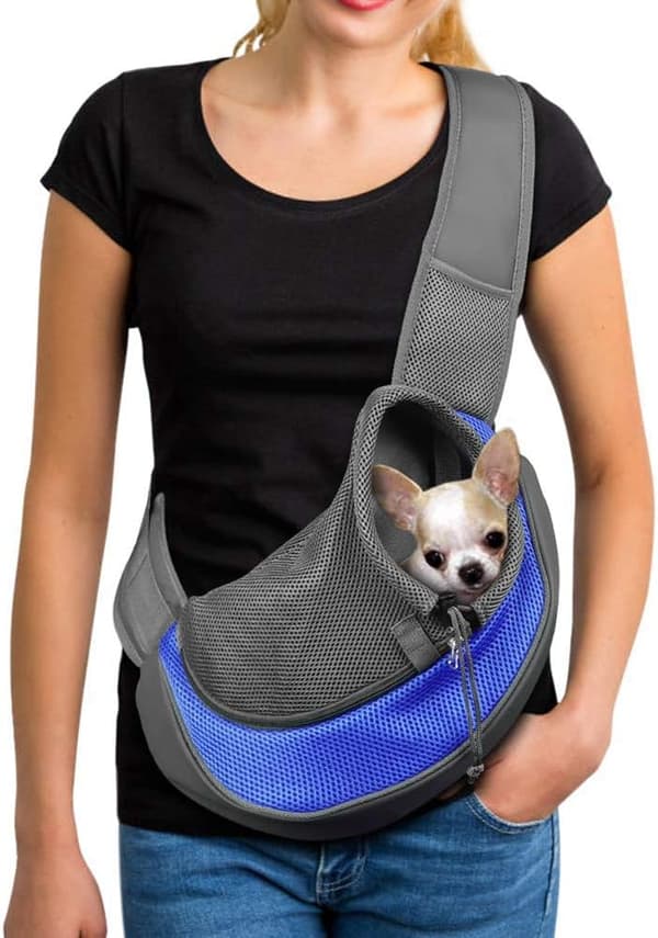 Bærbar Kjæledyr Messenger Bag for Hunder Katter Valp Pustende Mesh blue