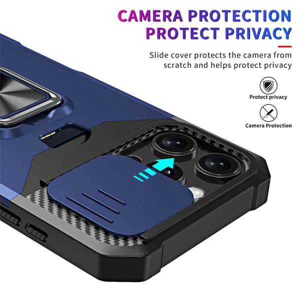 Stöttåligt Skal med Pansar för iPhone 16 15 Pro Max Plus med Skjutbart Linsskydd iPhone16Promax