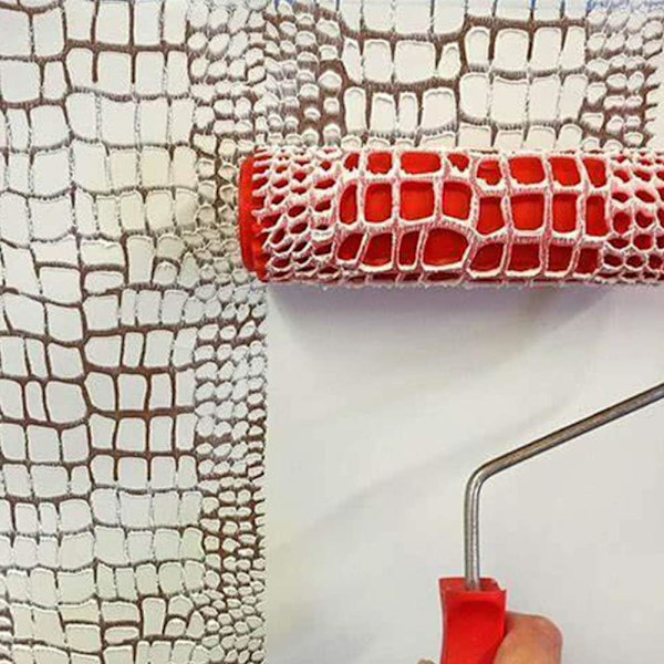 7-tums 3D-präglad färgrulle Krokodil/Tegelmönster Målarrulle Väggdekoration Målarrullar