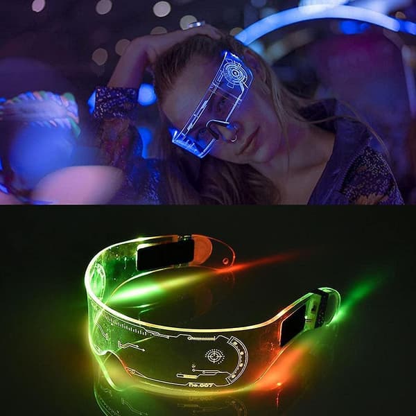 LED lysende briller til voksne, LED visirbriller i 7 farver