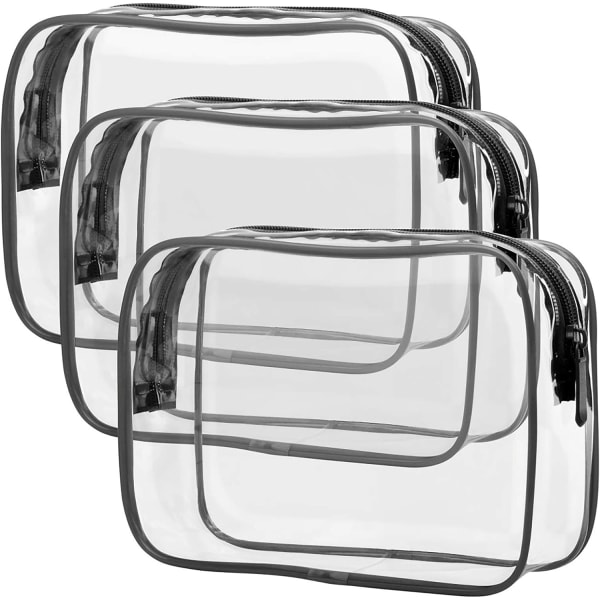Transparent Toalettsak, 3-pack, Kosmetisk Reseväska, 18*12 cm