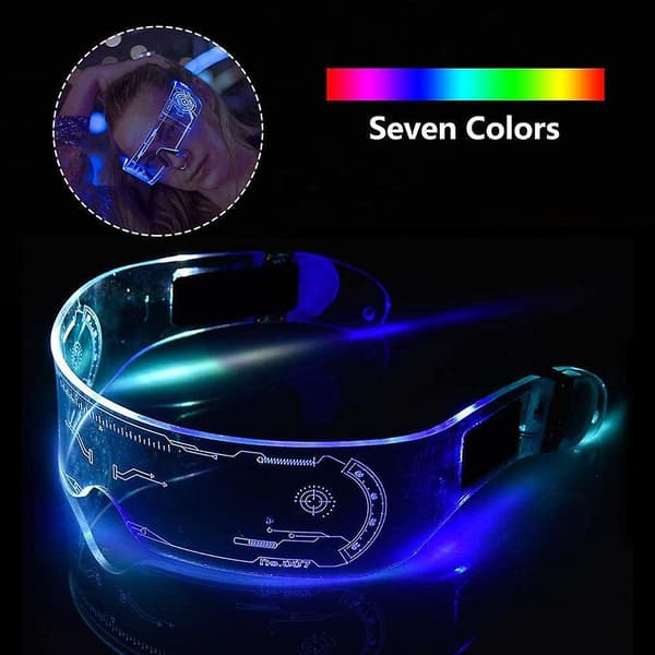 LED lysende briller til voksne, LED visirbriller i 7 farver