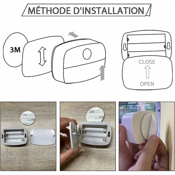 Rörelsesensorlampor 4-pack inomhus, rörelsesensor nattlampa, 3A, batteridriven garderob, trappor, hall, kök,