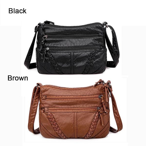 Crossbody-väska i PU-läder Tygväska BRUN - hög kvalitet Brown