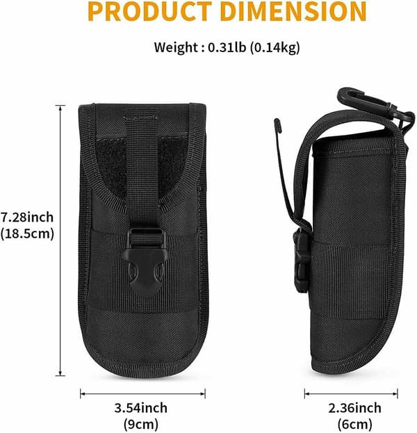 Solbrilleetui Taktiske Briller Robust Bærbart Etui med Belteklips Black