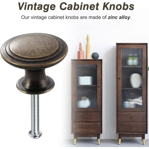 Set med 12 vintage chic antika skåp- och lådknoppar -