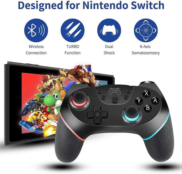 Switch-kontroller för Nintendo, Trådlös Pro-kontroller för Nintendo Switch/Switch Lite, Fjärrkontroll Gamepad, Turbo och Dubbel Vibration