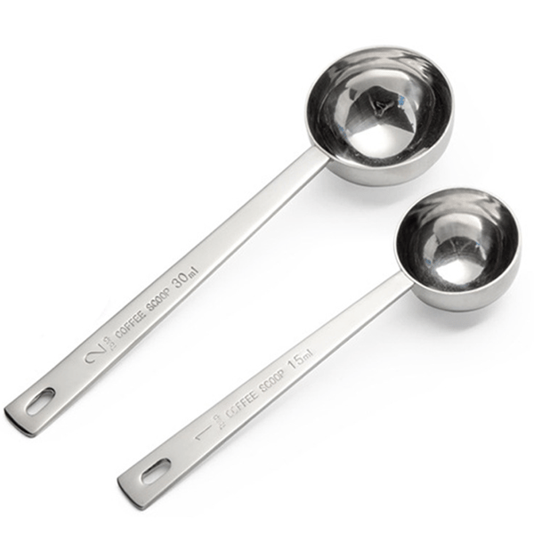 2 stk rustfrie kaffeskeer - 15 ml + 30 ml