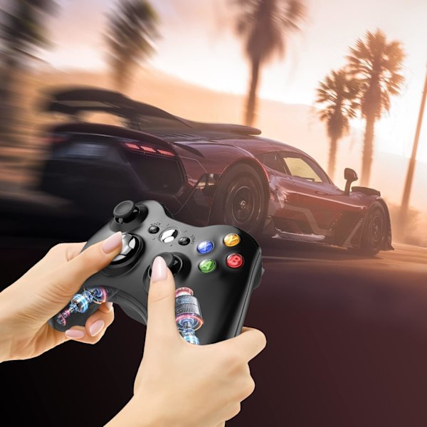 Trådløs controller kompatibel med Xbox 360 2.4GHZ Gamepad Joystick (Sort)