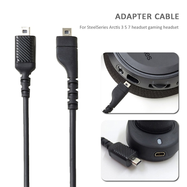 Lydkabel 8-pin til Steelseries Arctis 3/5/7 - Svart