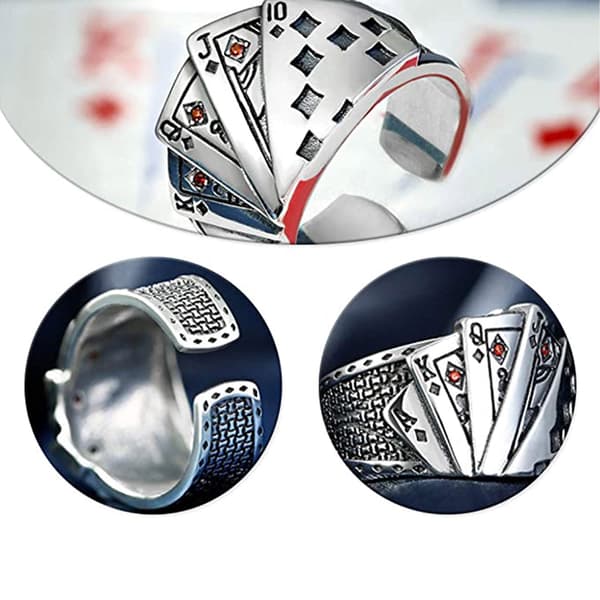 Pokerspil Casino Ring Spillekort Statement Band Ring