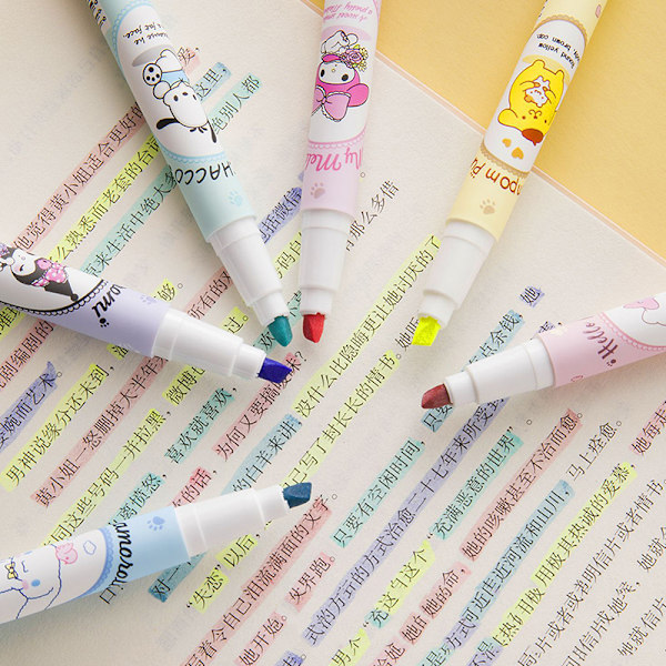 e Sanrio Highlighter 6 Boxed Høj kvalitet farveblyant