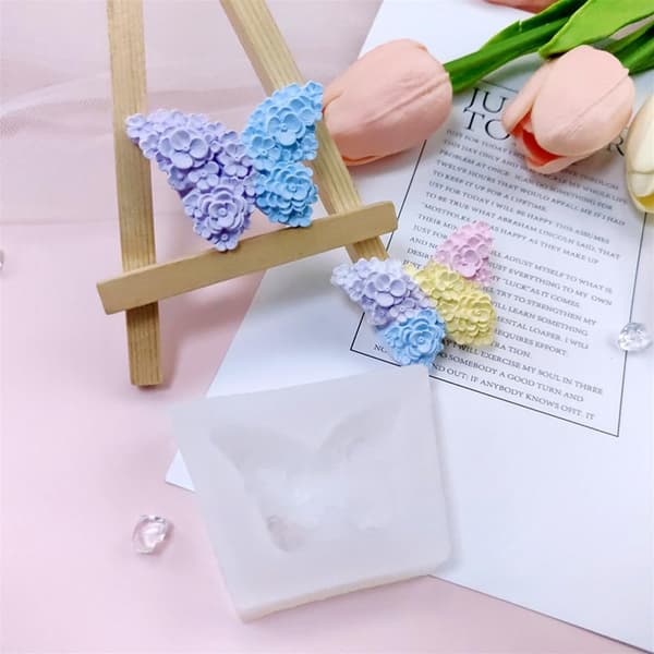 3D Blomst Sommerfugl Silikoneforme Epoxyharpiksforme Blomstret Sommerfugl Lysforme til Lysfremstilling Silikoneform til DIY Duftlys Gips Sæbe