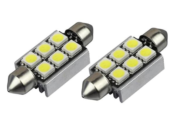 Polttimolamppu 36mm Canbus Led 5050 6SMD 6000K 2 kpl