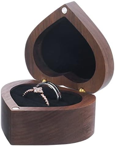 Bröllopsringsask Förlovningsringsask Hjärta Förlovningsringshållare Ask, Trä Ringfodral Ringpresentask