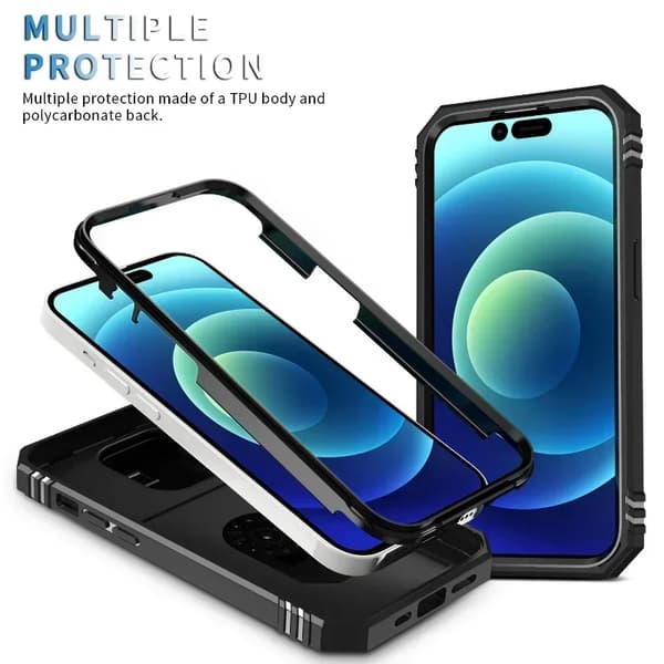 Etui til iPhone 16 15 Pro Max Plus Fuld Krops Robust Beskyttende Slide Kamera Stativ Beskyttelses Ring Cover iPhone16Promax