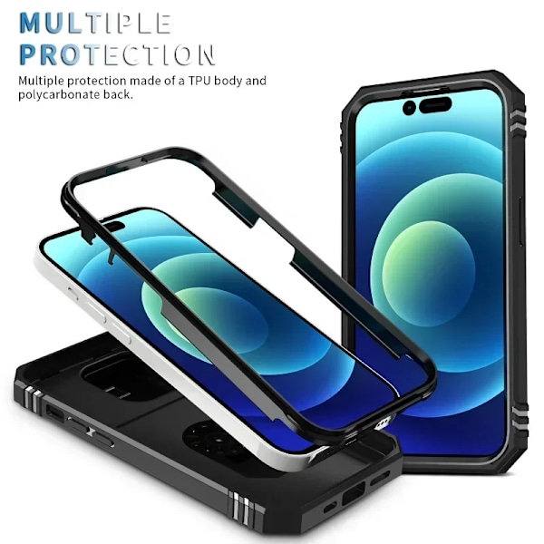 Skal för iPhone 16 15 Pro Max Plus Full Body Robust Skyddande Skjutbart Kamerastativ Skyddsring iPhone16Plus