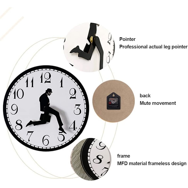 Ministry of Silly Walks Klocka, Komedi Kreativ Inspirerad Ministry of Monty Python Silly Walk Väggklocka