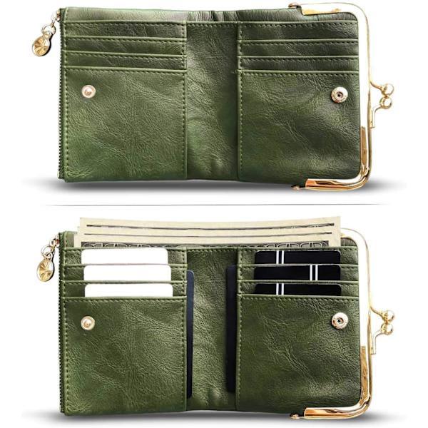 Green - Small Women's Leather Zipper Wallet