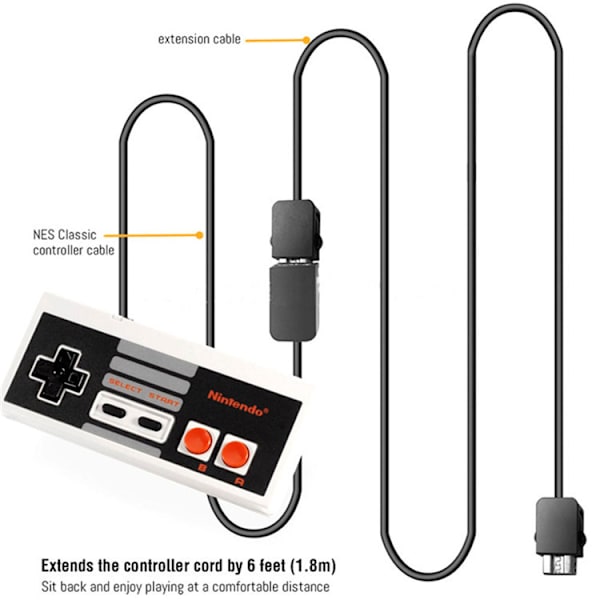 Spillkabel forlengelse kompatibel med Nintendo SNES Classic Mini