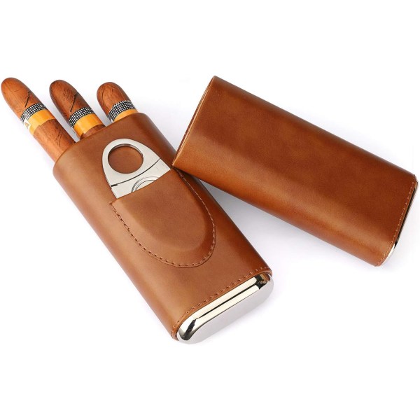 Læderetui, etui, cigarhumidorer, læder Brown