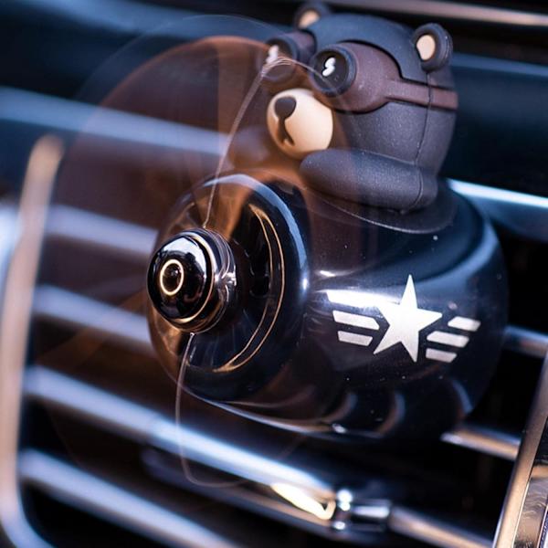 Auton ilmanraikastin, lentäjäkarhu-autohajotin pyörivällä potkuriventtiilin ilmanraikastimella Aromaterapiakoristeet Autotarvikkeet () Cool Black