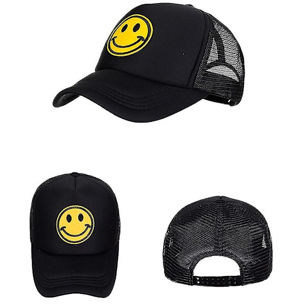 Smiley Face Trucker Hat Sommar Mesh Baseball Cap Kvinnor Män