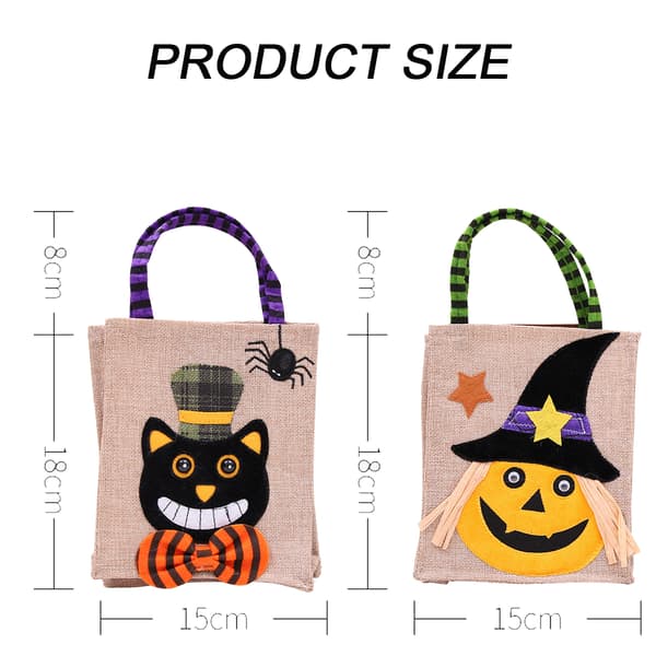 2 stk. Halloween stofpose Genanvendelig stofpose Indkøbspose Pumpkin + Black Cat