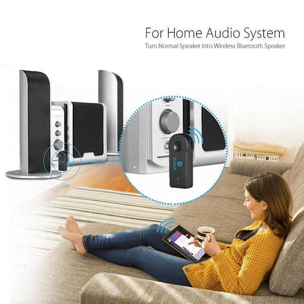 2-pakning Bluetooth musikk mottaker for AUX Bluetooth 4.1 Svart