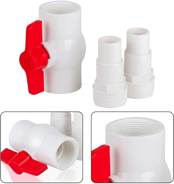 AR512 On/Off-ventiladapter til 38 mm og 32 mm diameterslange, kuglehane med T-håndtag, adapter til poolvandsafspærring