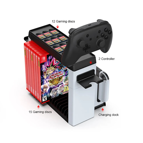For Nintendo Switch Oled Multifunksjonskonsollstativ for Oppbevaring av Spill CD-Disker Pro Kontroller