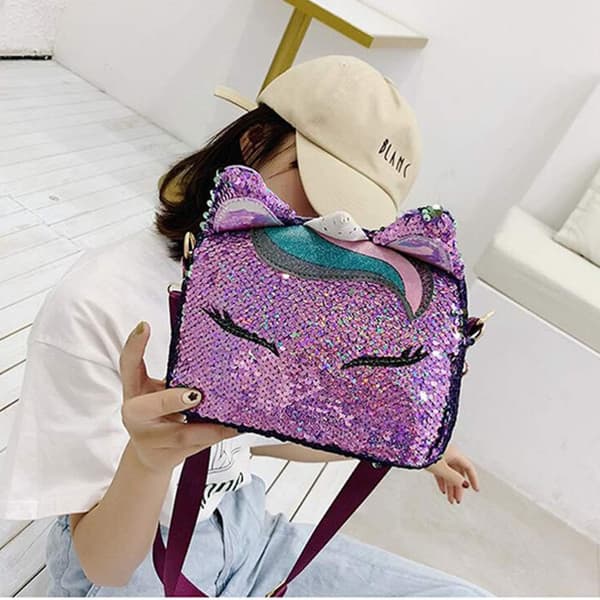 Crossbody-taske Enhjørning Pailletter Mini Håndtasker Flippy Glitter