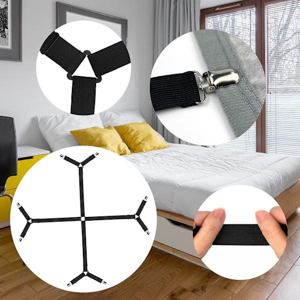 Lakanremmar, Justerbara långa lakanhållare lakan klämmor, lakan spännare med 8 klämmor för lakan cover eller soffa