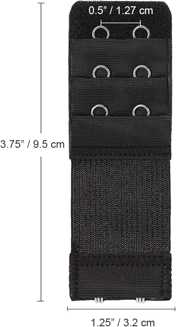 BH-förlängare i 6 delar - Elastisk förlängare - 2 krokar 3 rader Svart