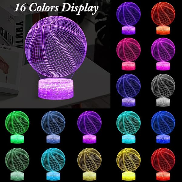 Basket nattlys - 3D LED-lampe med fjernkontroll