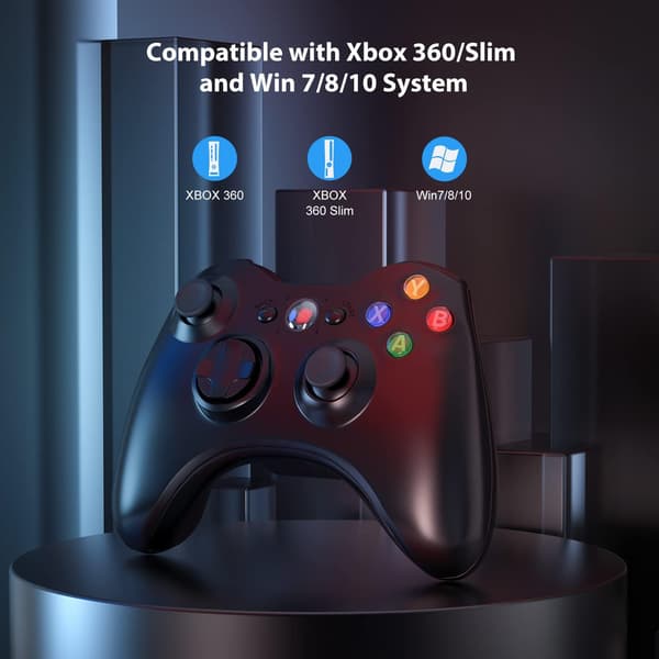 Trådløs controller kompatibel med Xbox 360 2.4GHZ Gamepad Joystick (Sort)
