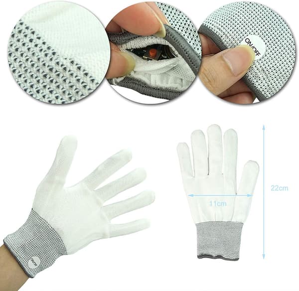 LED-handsker, 1 par LED Multicolor blinkende handsker, blinkende Skelet