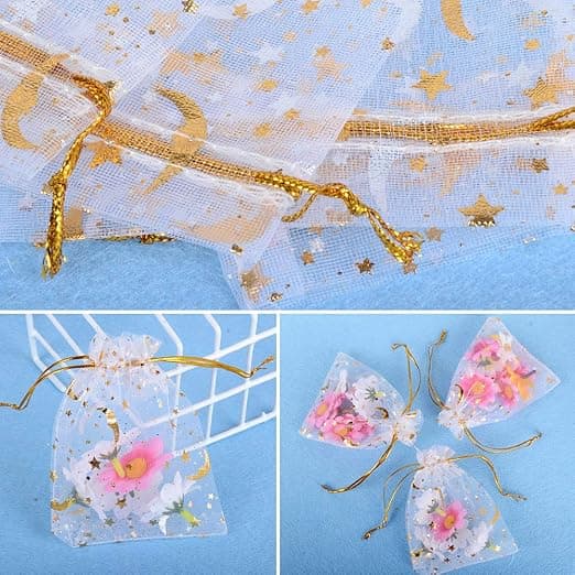 100 st Organzapåsar (9 * 12cm) Sockerpåse Smyckespåsar Godispåsar