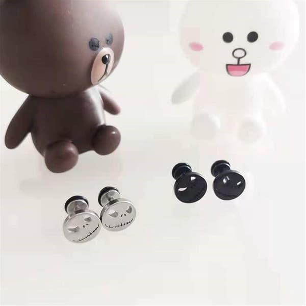 Jack Skull Stud øreringe til mænd Øreringe i rustfrit stål til kvinder mænds punk stil hiphop smykker med gaveæske