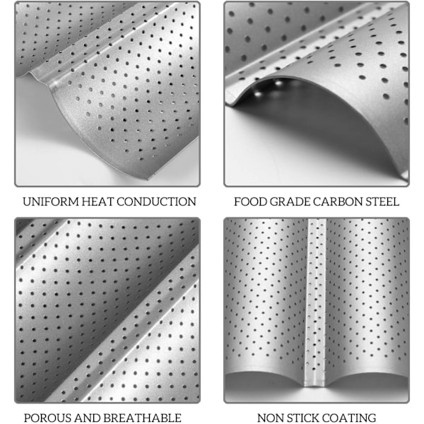 Baguetteplate med non-stick-belegg, baguetteplate med 3 baguetter