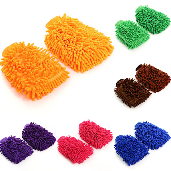 Mikrofiber Bilvaskehandske Tyk Ultra Blød Sæt orange