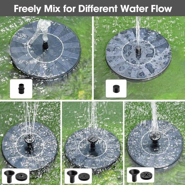 Solfontän, 1,4W solvattenpump med 4 effekter | Maximalt vY
