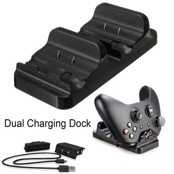Xbox One ladestation til to controllere - med batterier