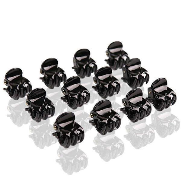 100 små svarta hårklämmor - 15x10mm