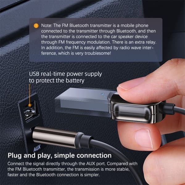 Bluetooth Aux Adapter USB til 3,5 mm uttak Bil og Bluetooth 1 stk