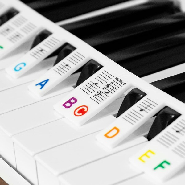 Avtakbare piano- og keyboardetiketter 61 tangenter Flerfärgad