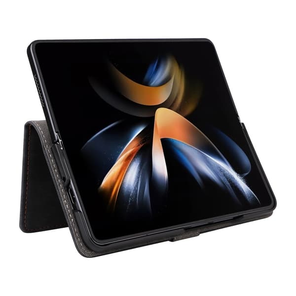 Galaxy Z Fold 6 Kotelo RFID Nahka Musta